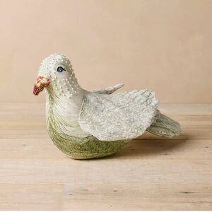 Handcrafted Decorative Bird Figurine - White and Green